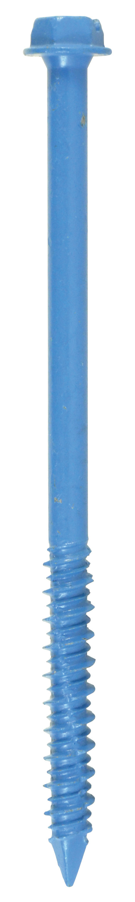 3/16 Inch X3-1/4 Inch Slotted Hex Head Concrete Screw Anchor Blue Ceramic Coated Carbon Steel
