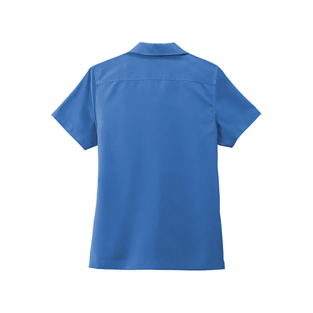 Women's Medium Blue Button Up Camp Shirt with Winzer Embroidered Logo