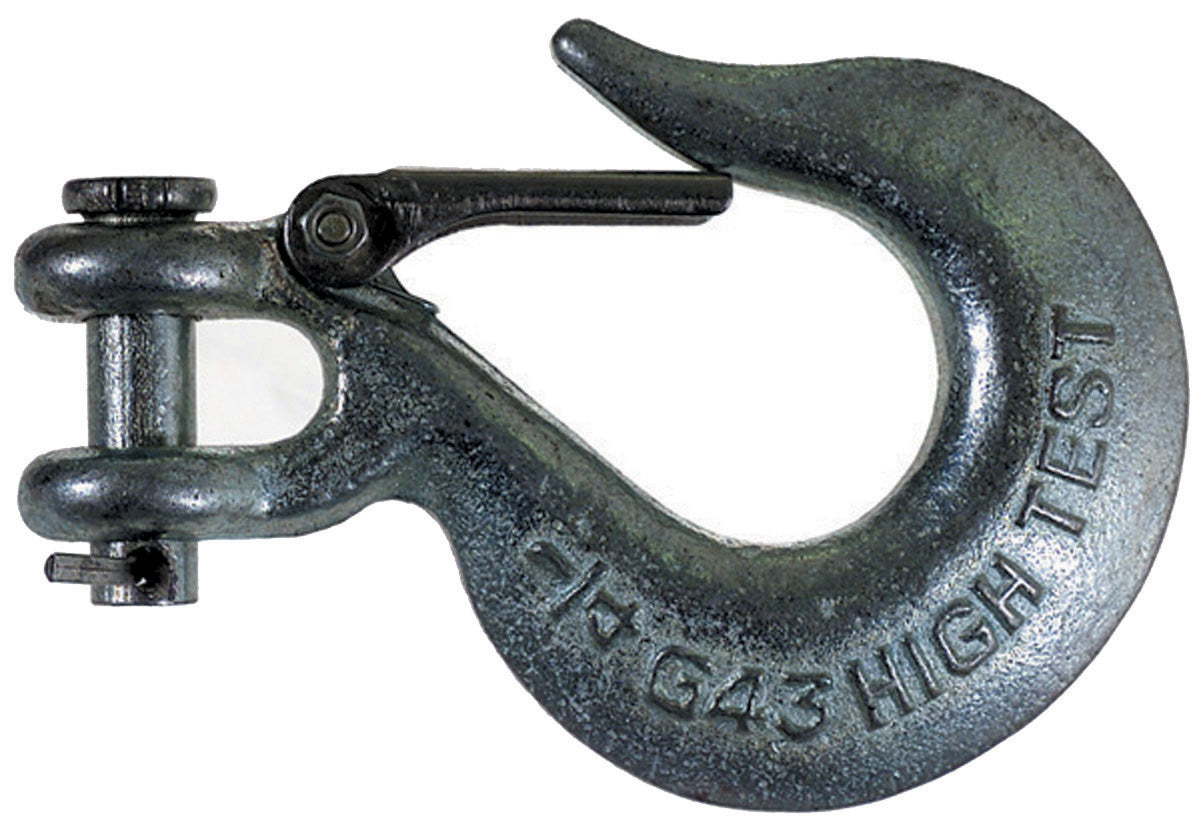 1/2 Inch Grade 43 Self-Colored Carbon Steel Clevis Grab Hook With Latch