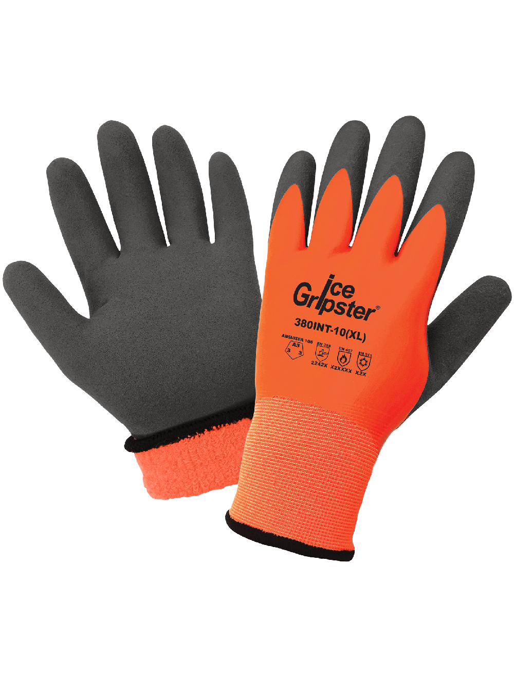 Ice Gripster Cut, Abrasion, and Puncture Resistant High-Vis Double-Coated Low Temp Gloves Large