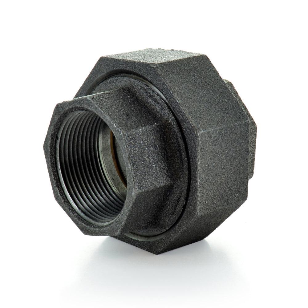 1-1/2" Schedule 40 Female NPT Black Welded Malleable Ground Joint Union USA