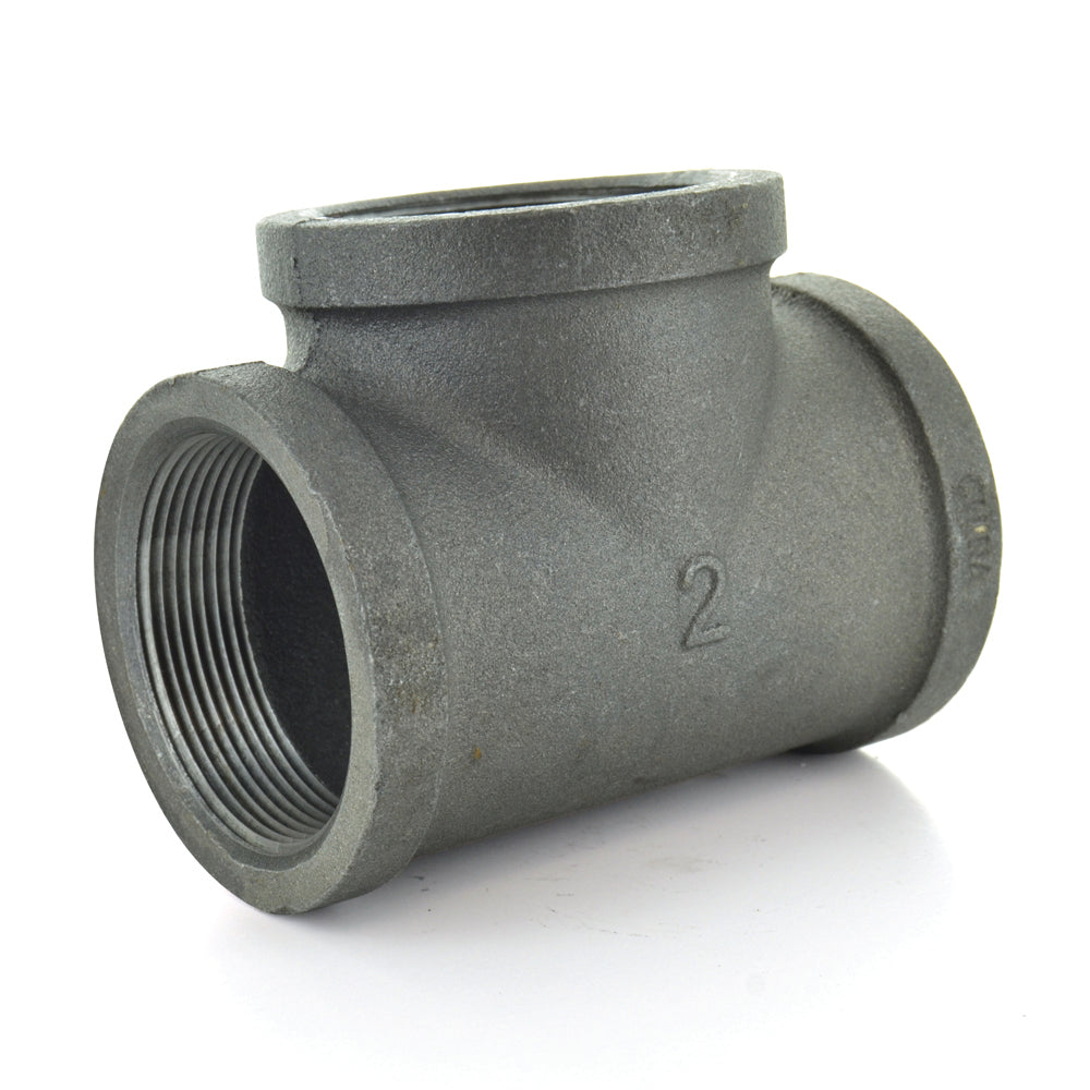 1/4" Schedule 40 Malleable Iron Straight Tee Black