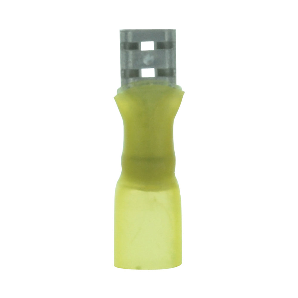 12-10 Gauge Lead Free Heat Shrink, Crimp & Solder Female Disconnect 1/4 Inch Tab Yellow