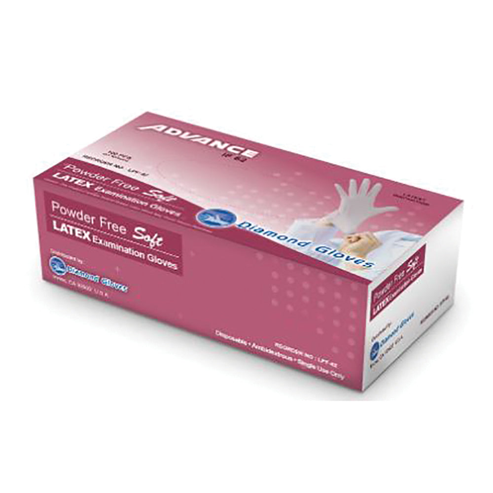 Diamond Gloves 6 Mil Powder Free White Latex Exam Glove 100/Box Medium