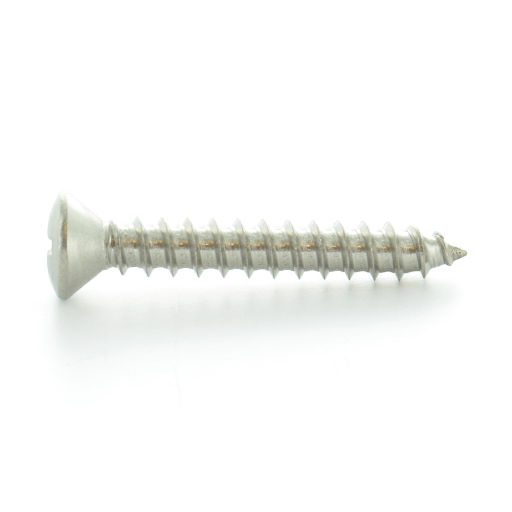 #4 x 3/8 Inch Plain 18-8 (A2) Stainless Steel Oval Slotted Type-A Self-Tapping Sheet Metal Screw