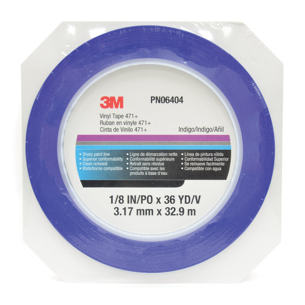 1/8 x 108 Foot 3M #471 Blue Vinyl Plastic Tape