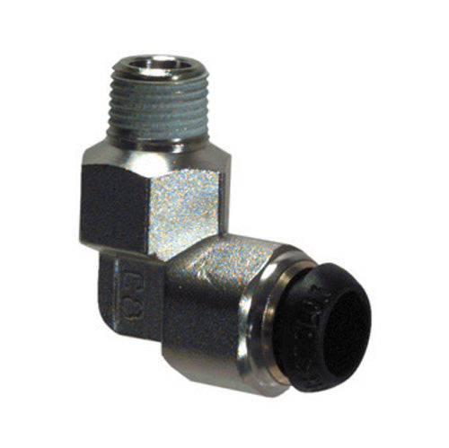 1/4 Inch x M10 Nickel Plated Brass 90 Degree Push-In Tube Male Elbow - Compact