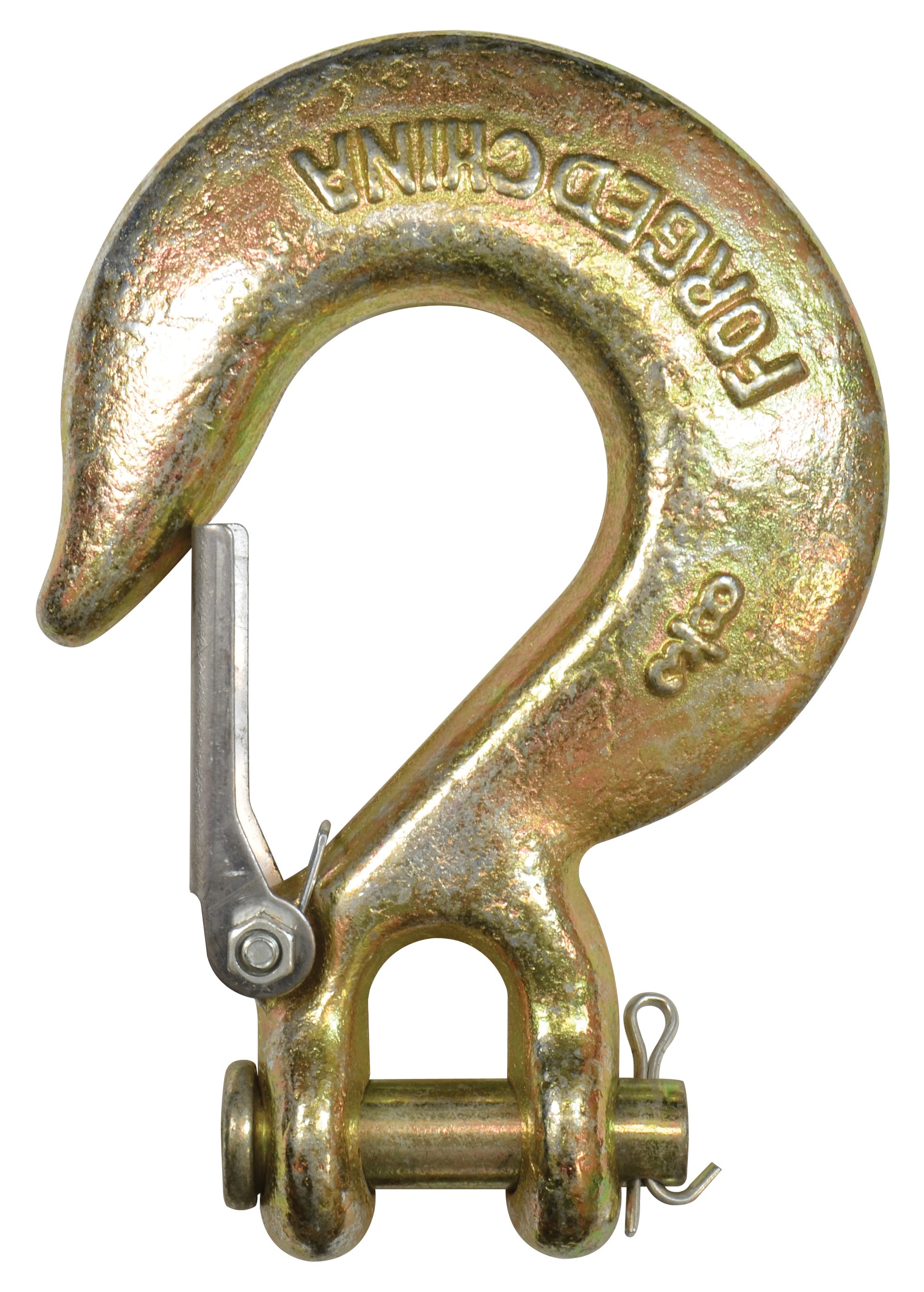 1/4 Inch Grade 70 Plated Yellow Chromate Forged Steel Latch Installed Alloy Clevis Slip Hook