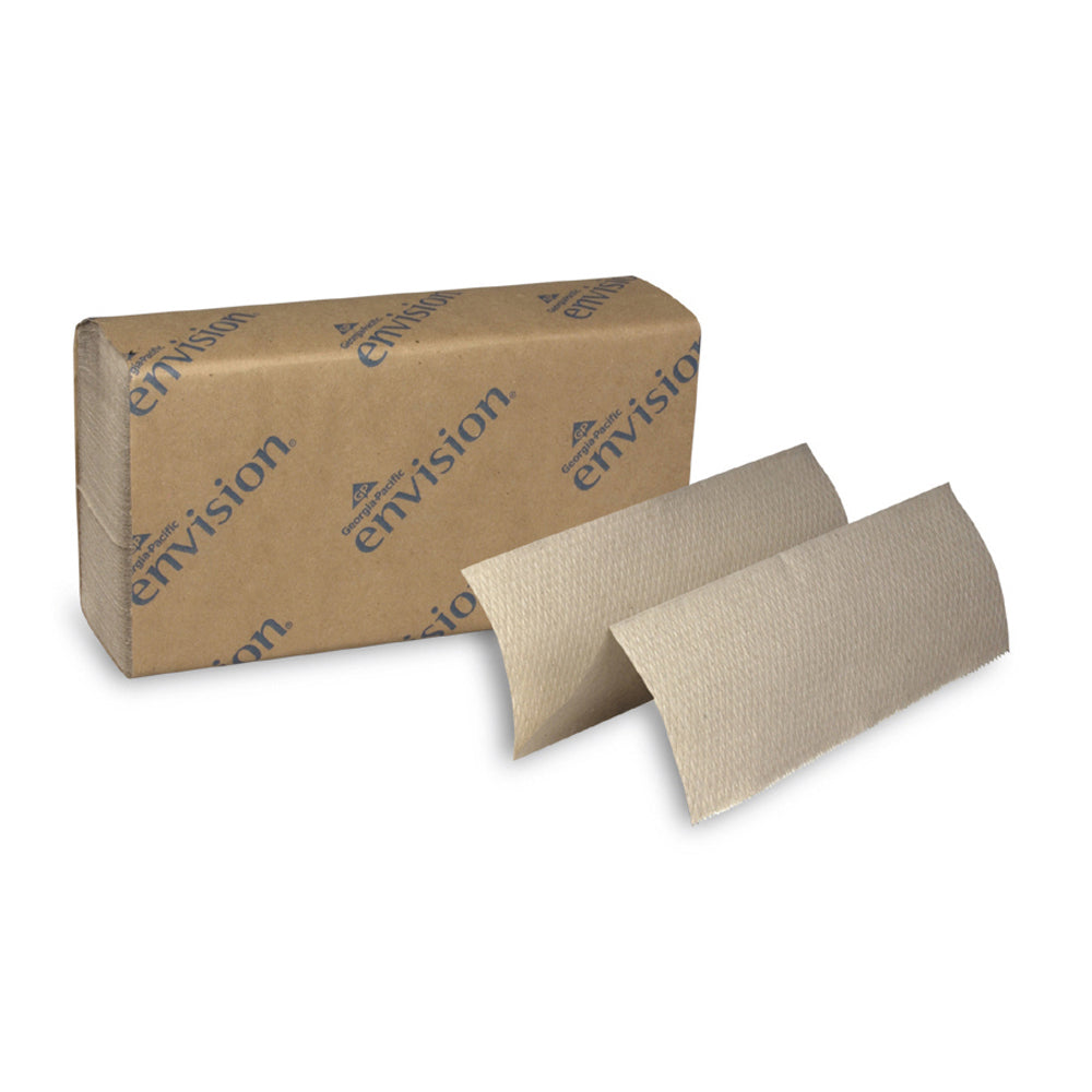 9-1/5 Inch x 9-2/5 Inch Envision Multifold Brown Paper Towels - 16 Per Case