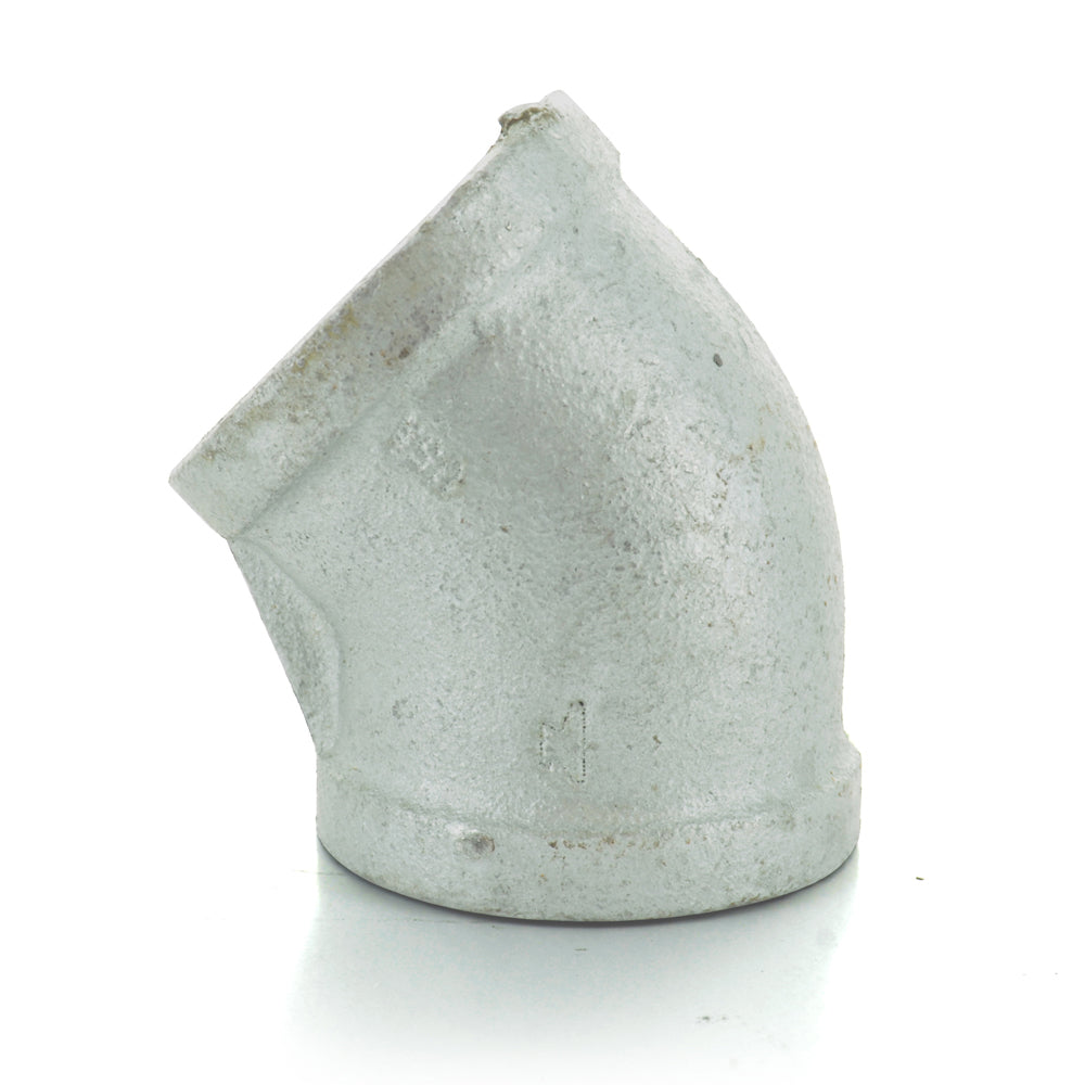 3/4" Schedule 40 Female Npt Galvanized Welded Malleable Iron 45 Degree Elbow USA
