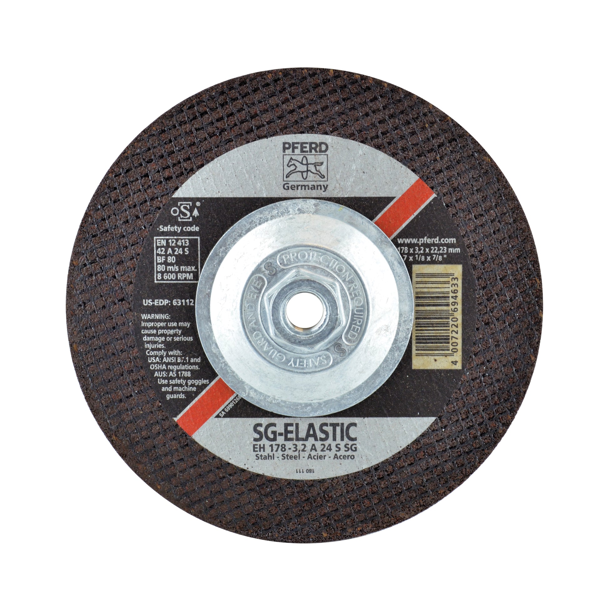 Pferd Performance Line SG Depressed Center Type 27 Cut-Off Wheel 7 Inch x 1/8 Inch x 5/8-11 inch