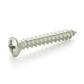 #4 x 3/8 Inch Plain 18-8 (A2) Stainless Steel Oval Slotted Type-A Self-Tapping Sheet Metal Screw