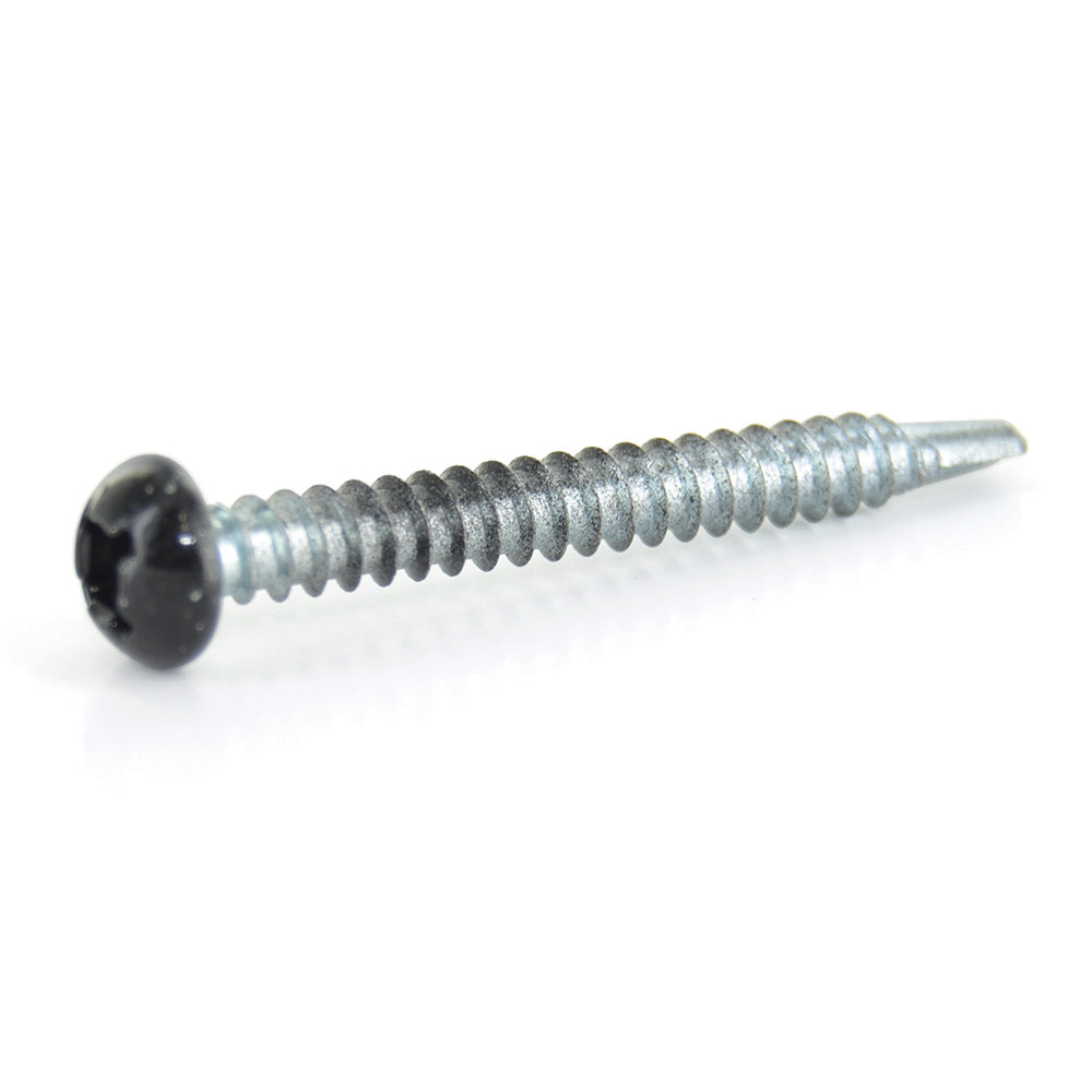 #8 x 1 Inch Painted Self-Drilling Pan Head Square Drive Screws - Black