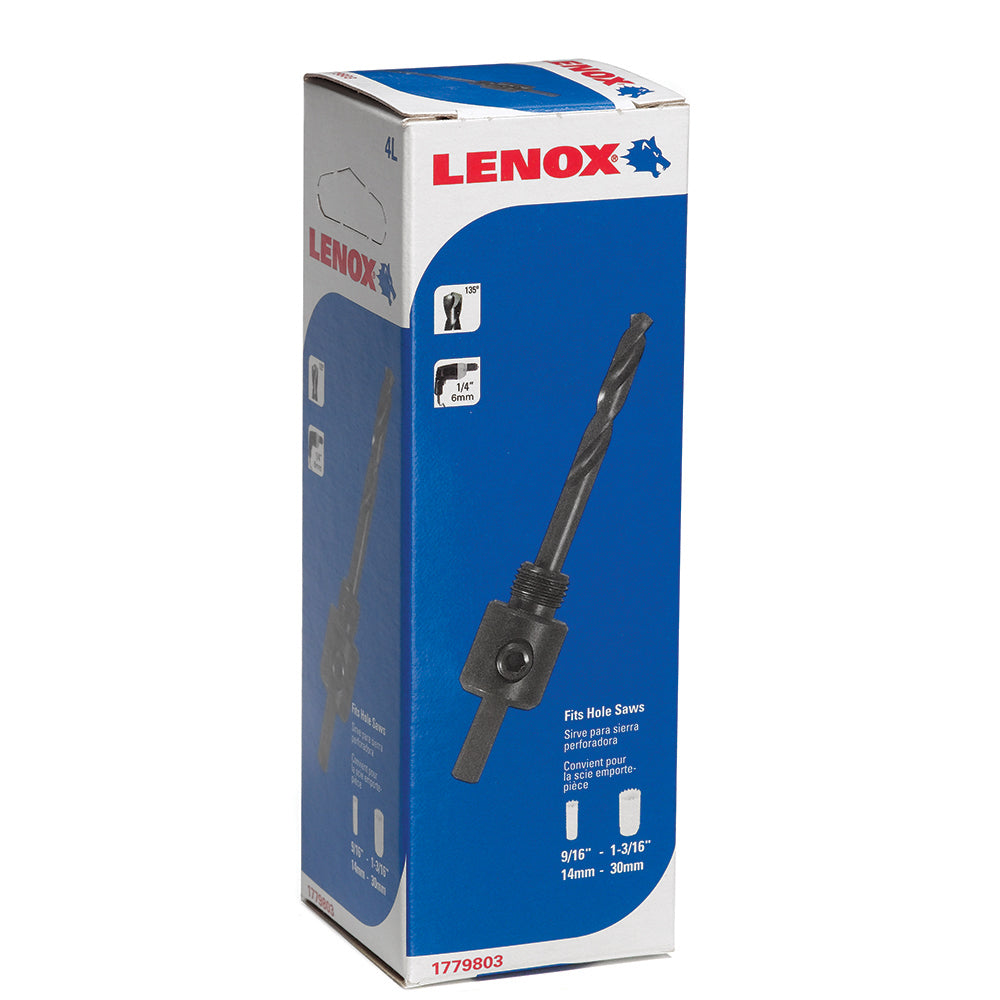 1/4 Inch 3 Sided Shank Hardened Carbon Steel Hole Saw Arbor Lenox