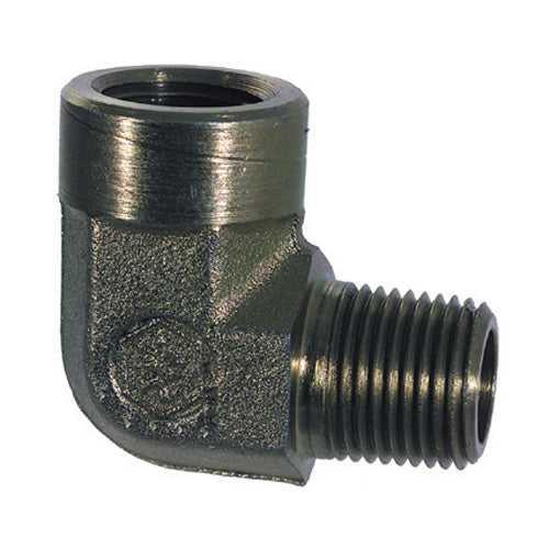 1/4 Inch x 3/8 Inch 4500 psi Zinc Plated Yellow Dichromate Carbon Steel 90 Degree Street Elbow