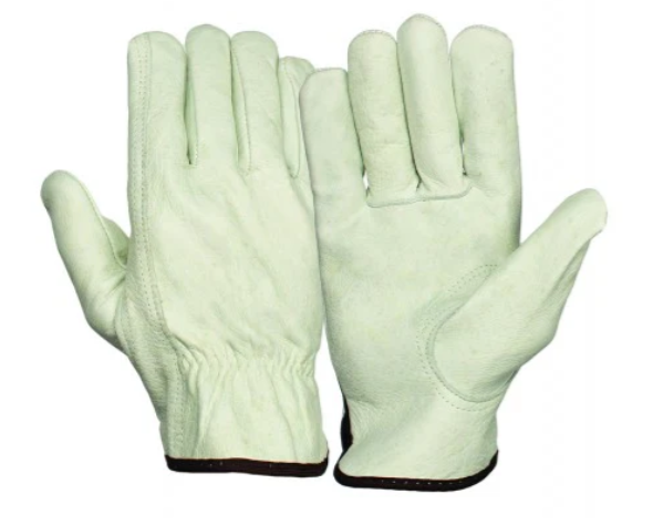 Value Grain Cowhide Leather Driver Glove With Abrasion And Puncture Resistance- Keystone Thumb- Gunn Cut- Elastic Back- And Slip-On Cuff Size M
