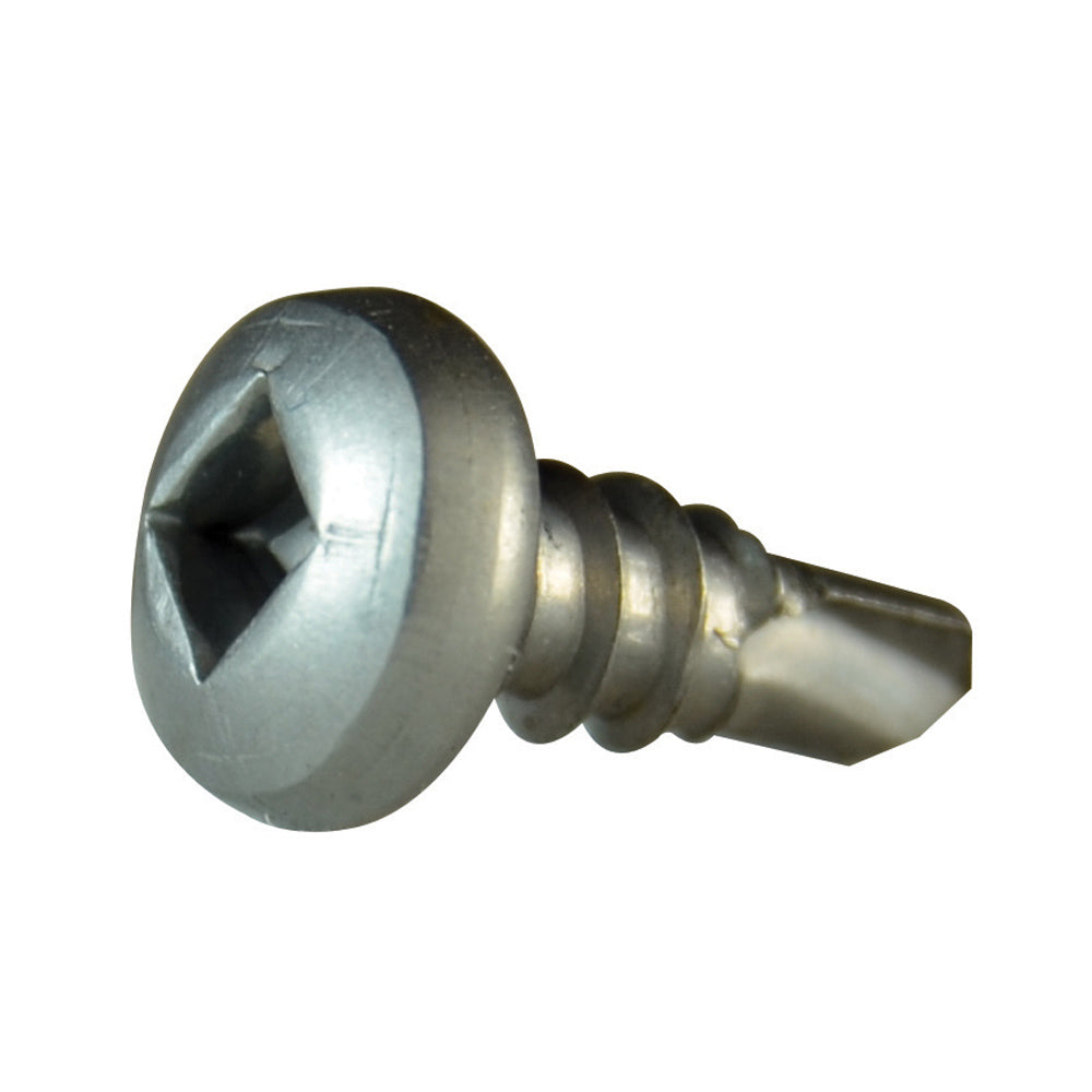 #6 x 3/8 Inch Passivated & Waxed 410 Stainless Steel #2 Point Pan Head Self-Drilling Tek Screw