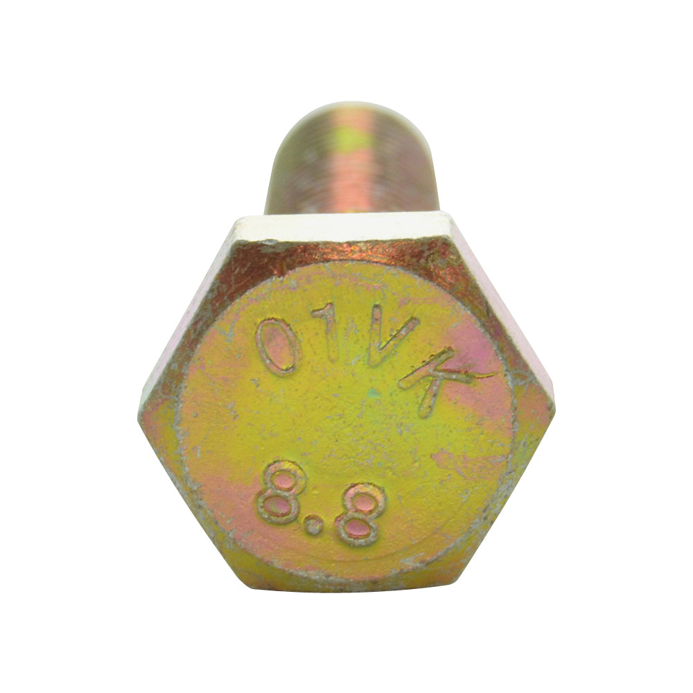 M12 x 1.75 x 20 mm Coarse Class 8.8 Yellow Zinc Steel Hex Head Cap Screw