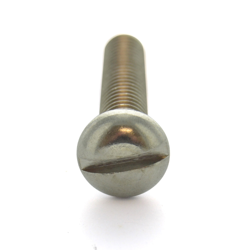 #10-32 x 1-1/4 Inch Fine Plain 18-8 (A2) Stainless Steel Slotted Drive Round Head Machine Screw