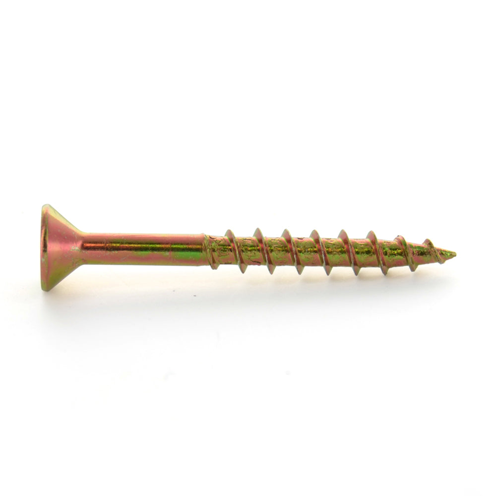 #8 x 1 Inch Yellow Zinc Plated Steel Slotted/Phillips Flat Head Wood Screw