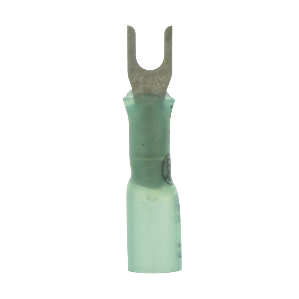 16-14 Gauge Lead Free Heat Shrink, Crimp & Solder Fork Spade #6 Stud Blue