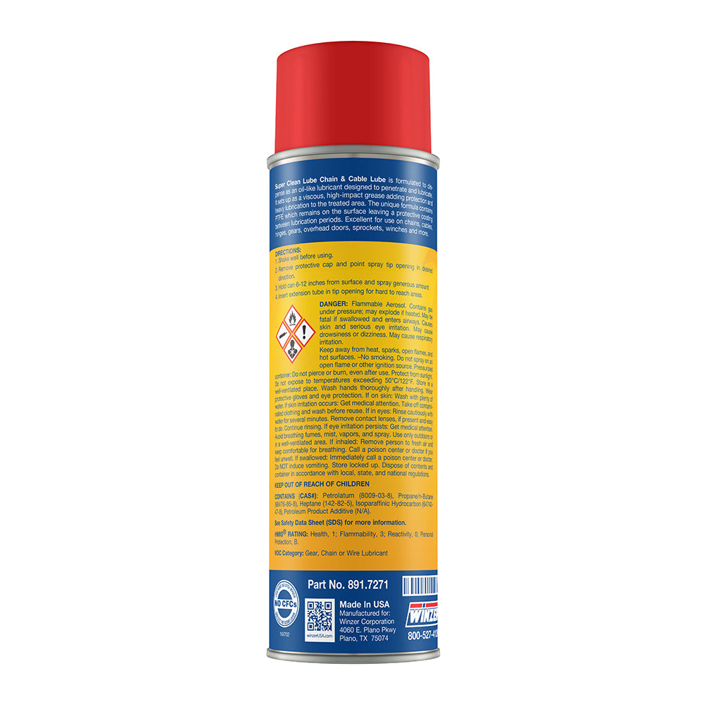 Winzer Super Clean Lube Chain and Cable Lubricant With PTFE - 14 Oz Net Wt. - Aerosol