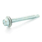 #12-24 x 7/8 Inch Zinc Plated Steel #4 Point Indented Hex Washer Head Self-Drilling Tek Screw With Bonded Neoprene Washer