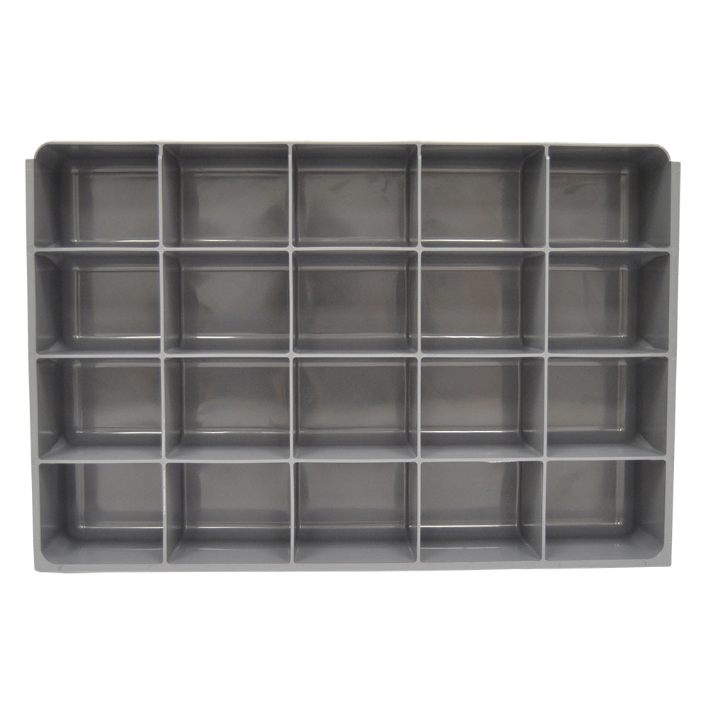 20 Compartment Gray Plastic Compartment Insert