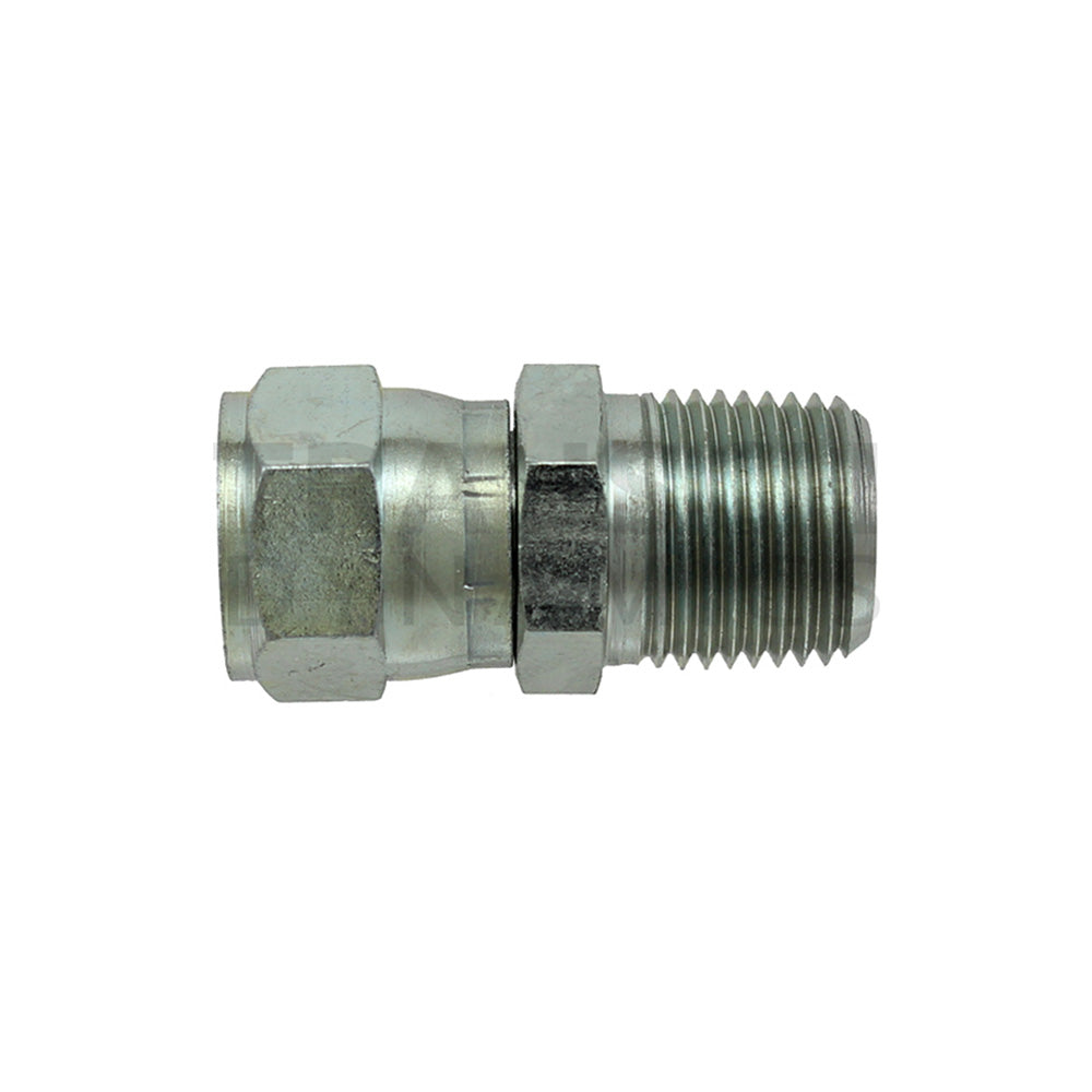 1/8 Inch x 5/16 Inch 10000 psi Zinc Plated Yellow Dichromate Carbon Steel Female 37 Degree Jic Swivel To Male Pipe Swivel Adapter