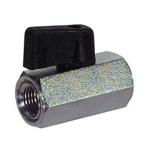 3/8-18 Inch Mini Ball Valve With One Piece Body - Female x Female Chrome Plated Brass