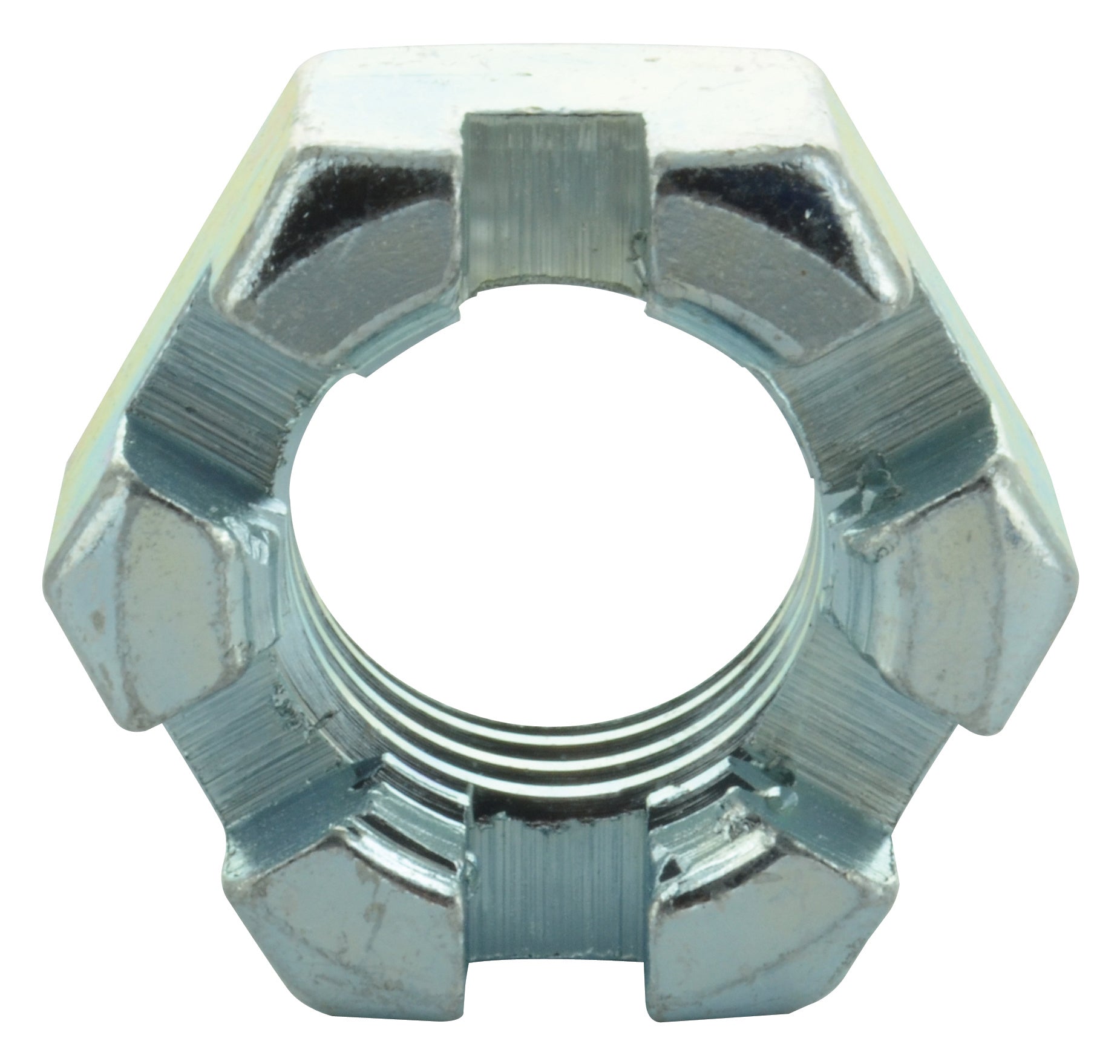 1-1/4-7 Coarse Zinc Plated Grade 2 Slotted Finished Hex Nut