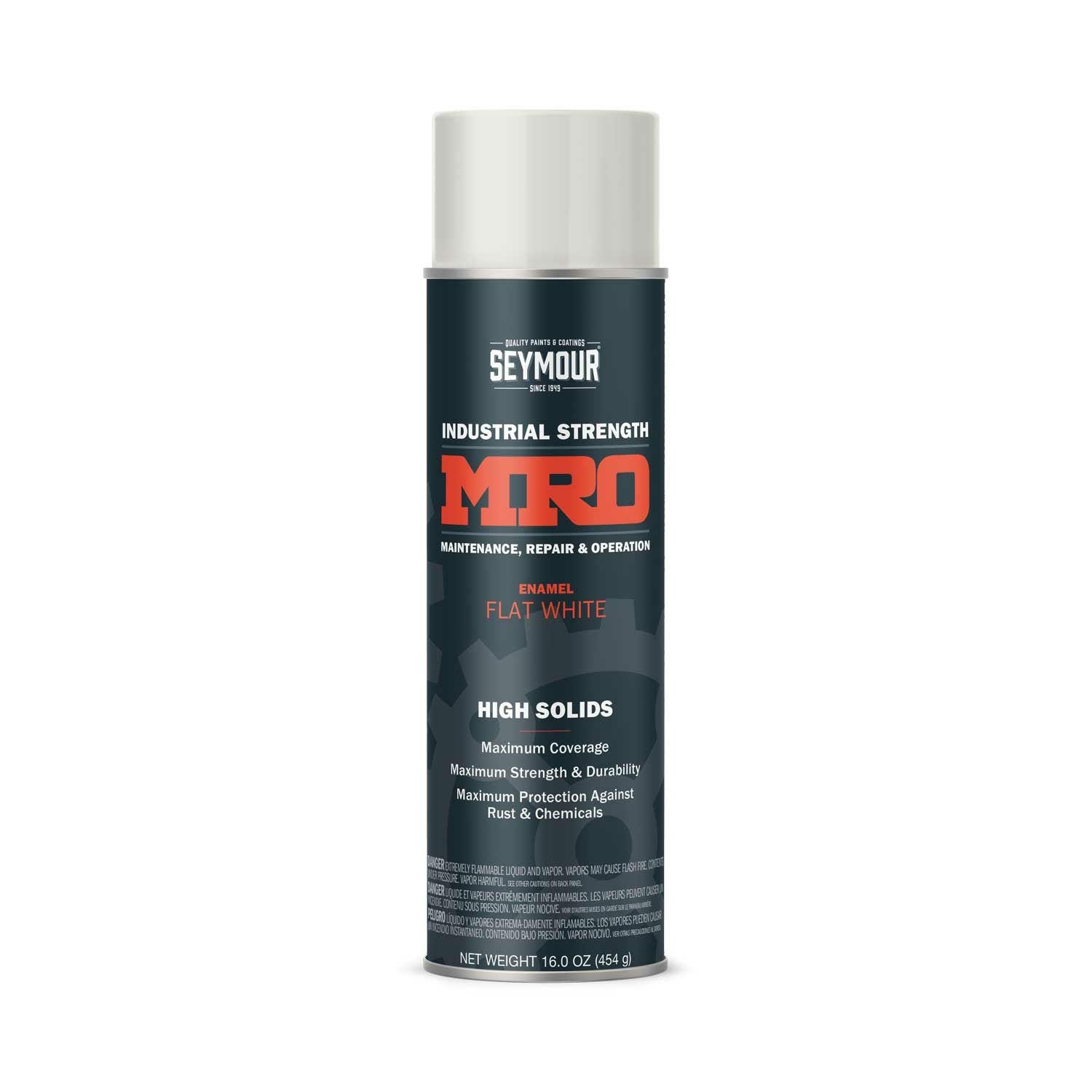 MRO Industrial High-Solids Spray Paint- Flat White - 16 OZ. Net Fill Wt.
