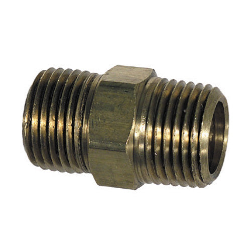 3/8 Inch x 1/8 Inch x 1.22 Inch Brass Pipe Reducing Hex Nipple