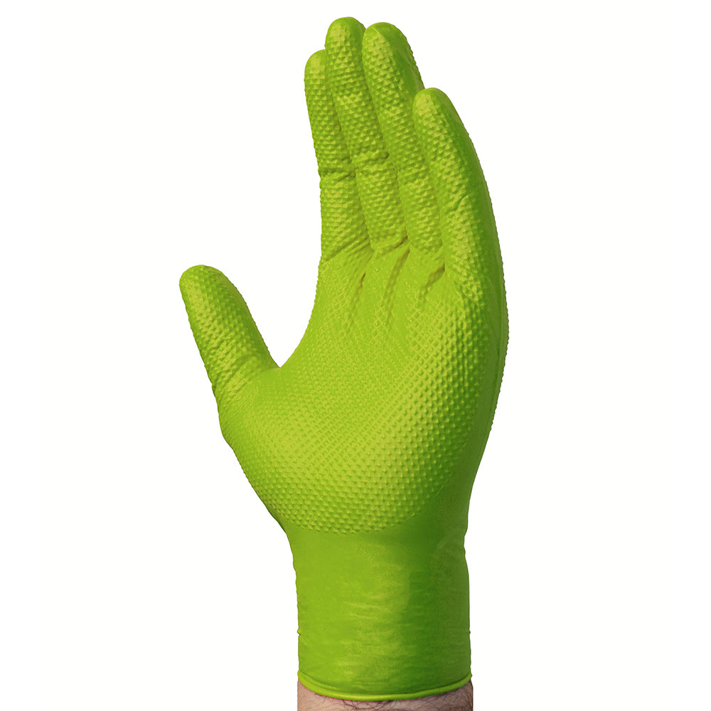 Ammex Gloveworks Heavy-Duty Green Powder-Free Nitrile Disposable Gloves - X-Large - Box of 100