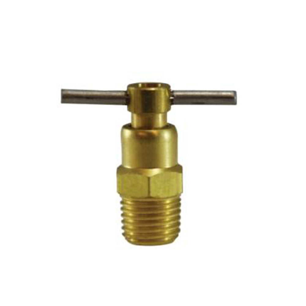 1/4 Inch Drain Cock External Seat Brass and Forged Tee Handle Steel