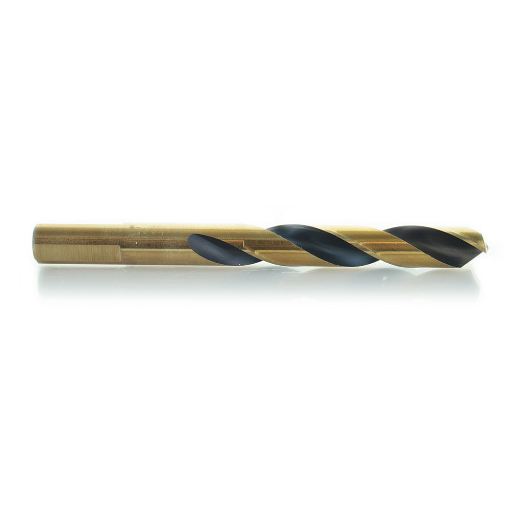 7/16 Inch X 4-1/2 Inch 135 Degree Split Point Gold High Molybdenum Tool Steel Mechanics Length Drill - Shop Pro.