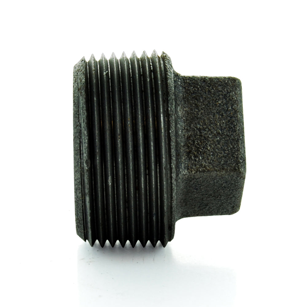 1/2" Schedule 40 Male NPT Black Welded Malleable Iron Square Head Pipe Plug USA