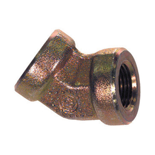 3/4 Inch 3000 psi Zinc Plated Yellow Dichromate Carbon Steel 45 Degree Elbow