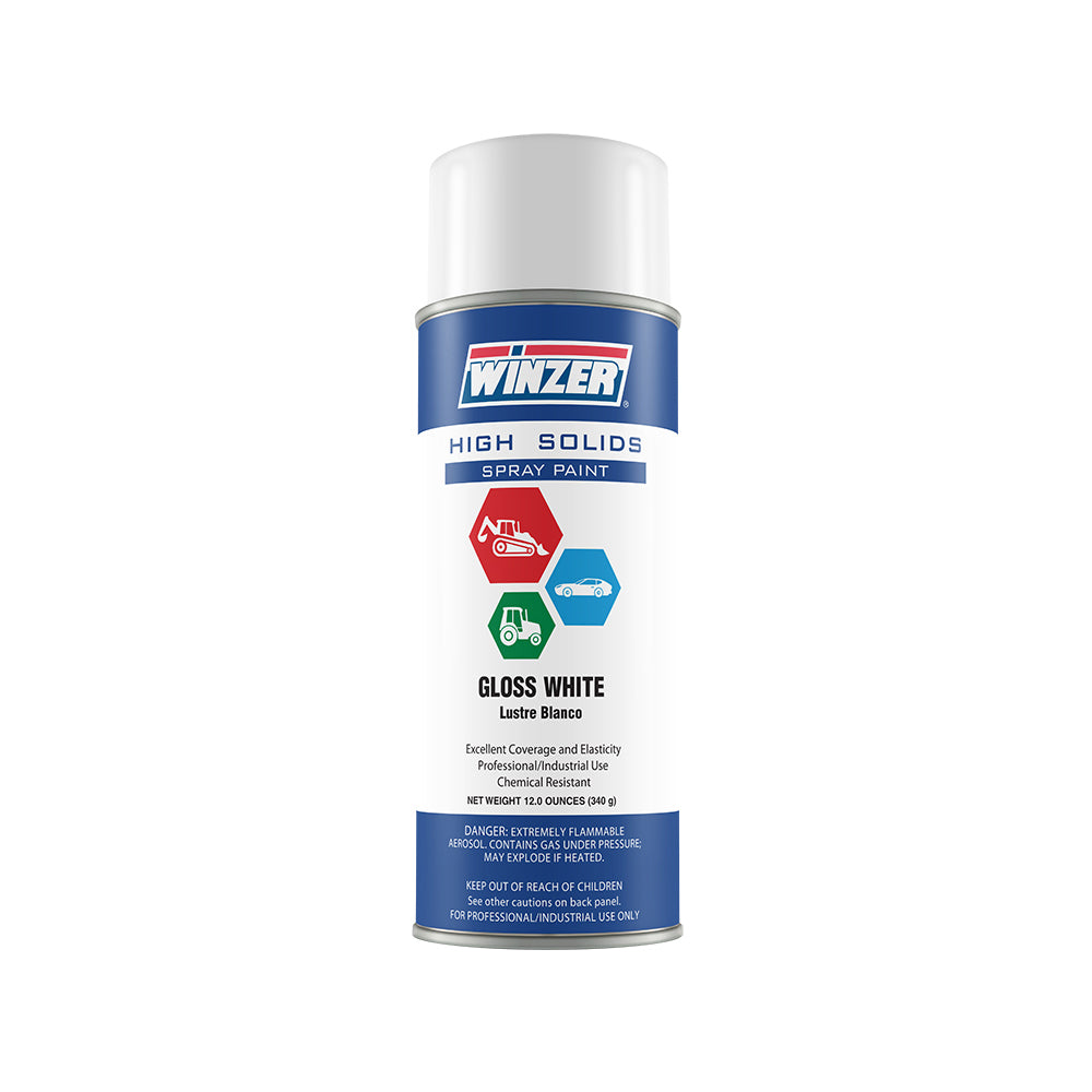 High Solids Gloss White Spray Paint -12 oz Net Wt.
