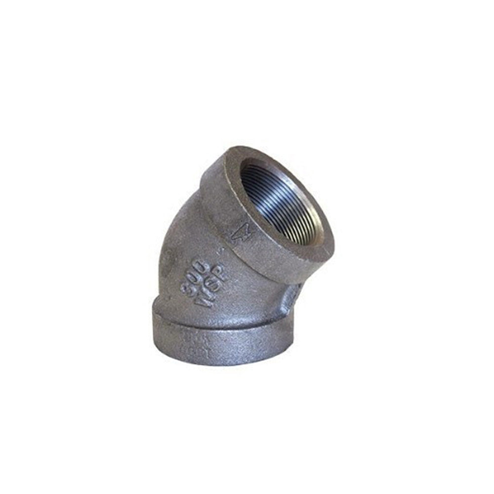 1/4 Inch Sch 80 Fnpt Black Malleable Iron 45 Degree Elbow