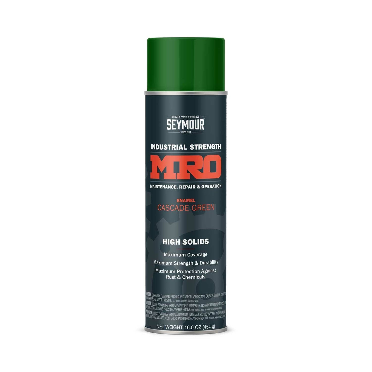 MRO Industrial High-Solids Spray Paint, Cascade Green - 16 OZ. Net Fill Wt.