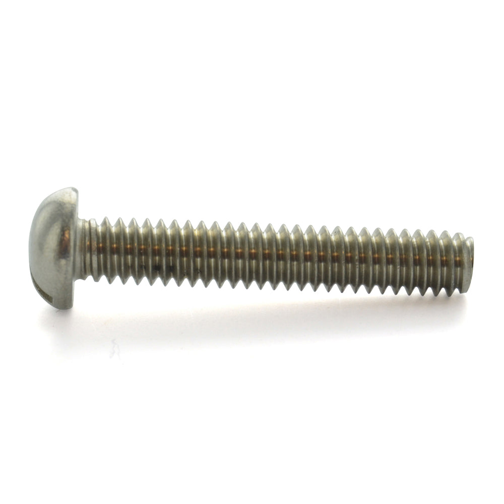 1/4-20 x 1-1/4 Inch Coarse Plain 18-8 (A2) Stainless Steel Slotted Drive Round Head Machine Screw