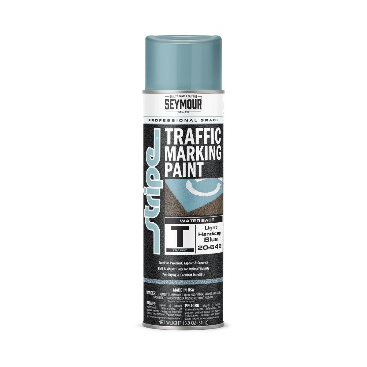 Seymour Stripe Water-Based Traffic Marking Paint- Light Handicap Blue (18 Oz)