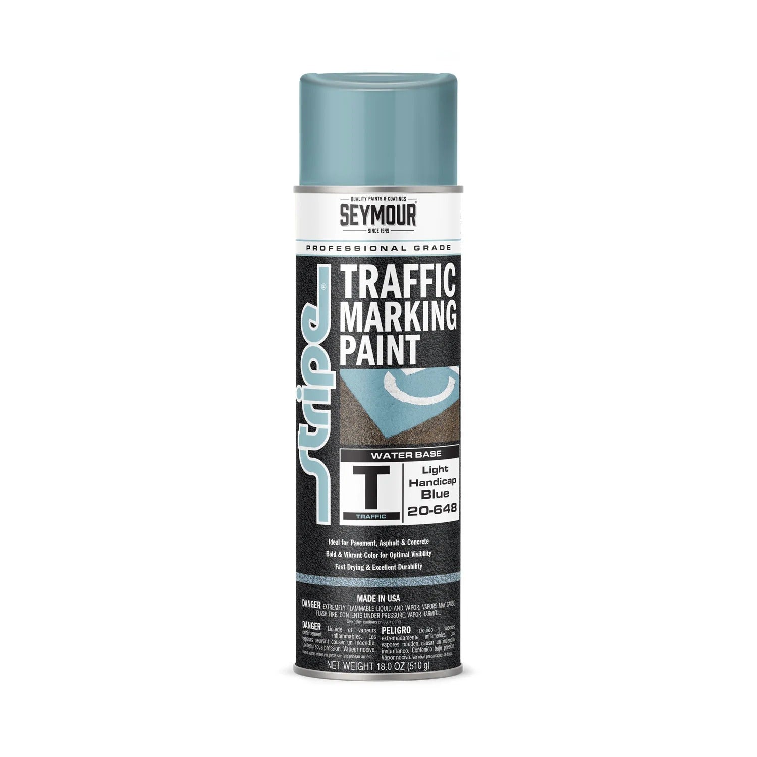 Seymour Stripe Water-Based Traffic Marking Paint- Light Handicap Blue (18 Oz)