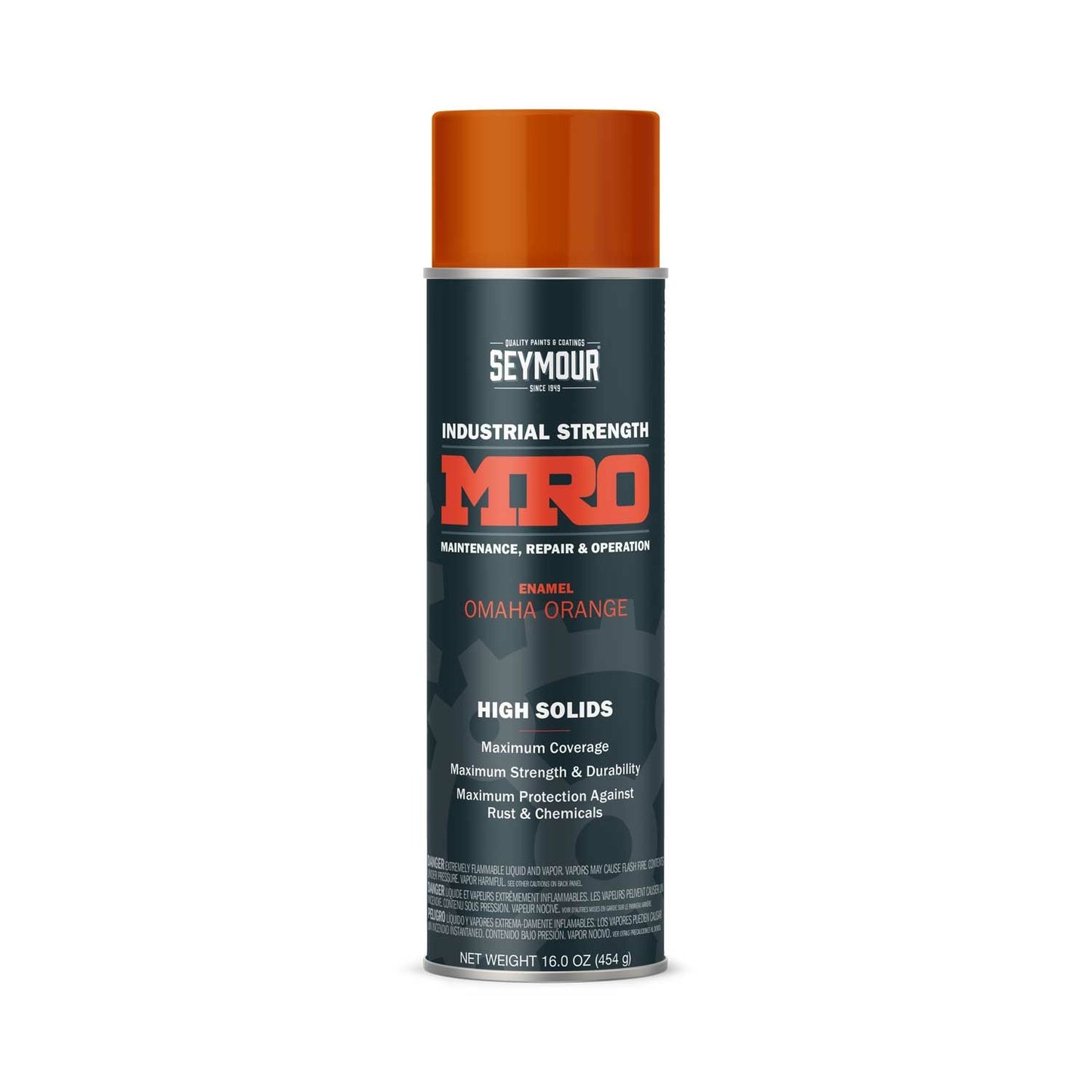 MRO Industrial High-Solids Spray Paint, Omaha Orange - 16 OZ. Net Fill Wt.
