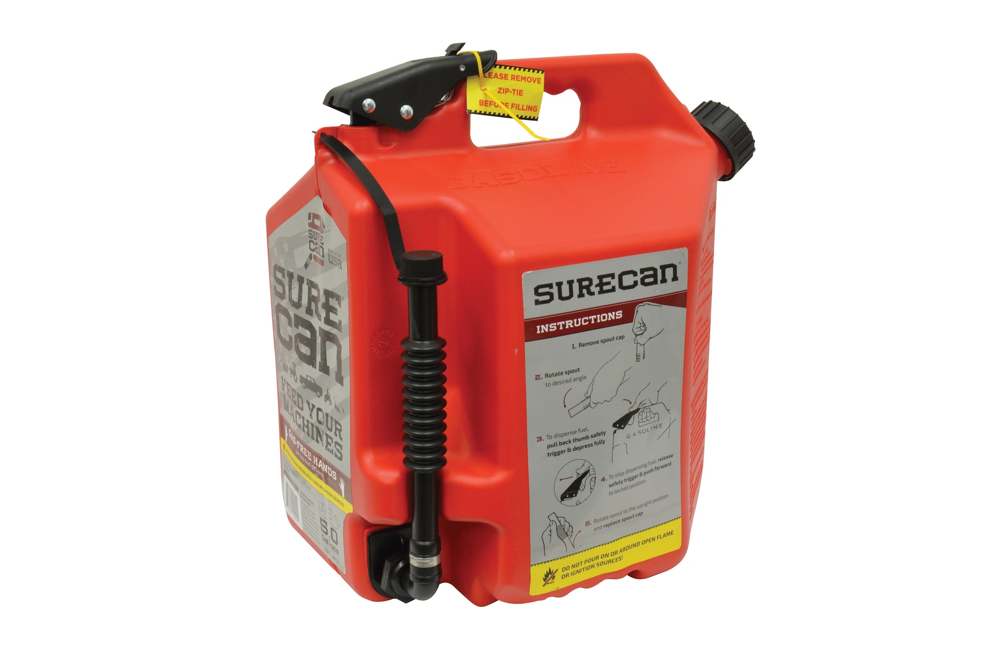 5 Gallon Surecan Gasoline Can With Flexible Rotating Nozzle