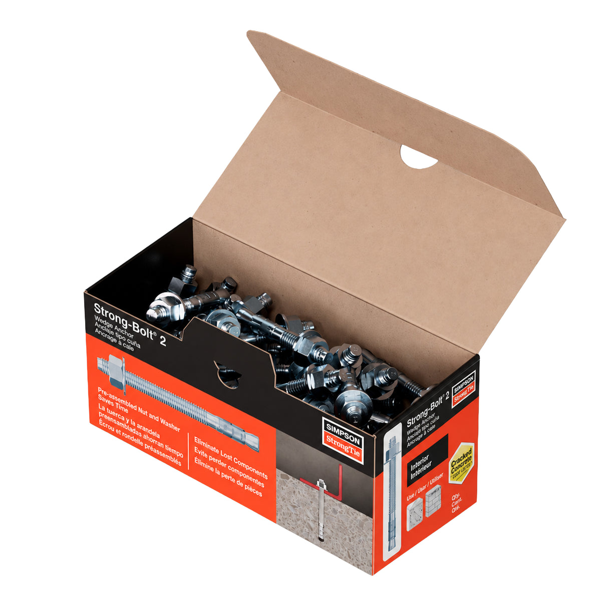 50 Piece - 3 Per Box/8 x 3-3/4 Strong Bolt 2 Wedge Style Expansion Anchor Galvanized