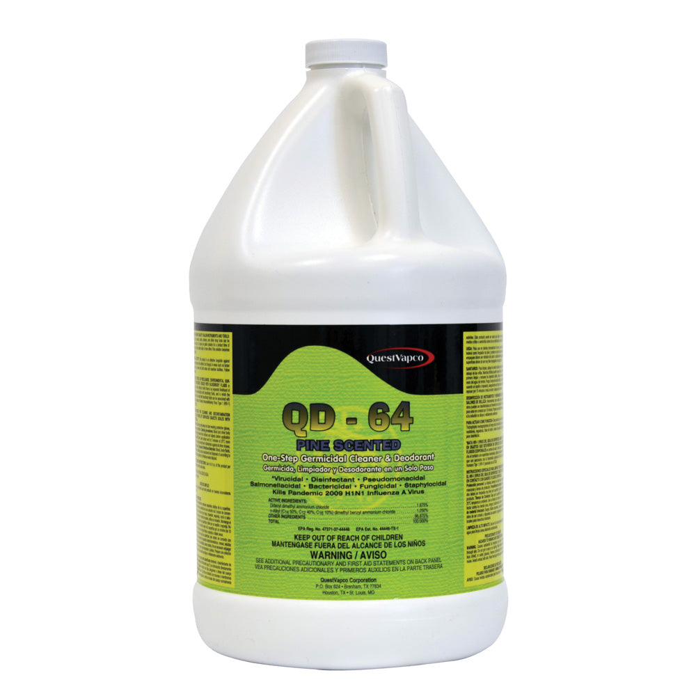 Quest Specialty  QD-64 Disinfectant Deodorant & Cleaner -  1 Gallon Bottle (Pine)