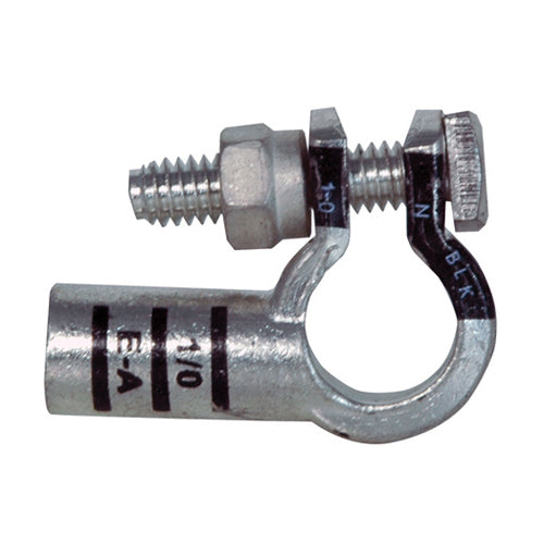 1/0 Awg Black E-A Electro-Tin Plated Solid Cast Copper Heavy Duty Negative Eco-Max® Left Elbow Terminal