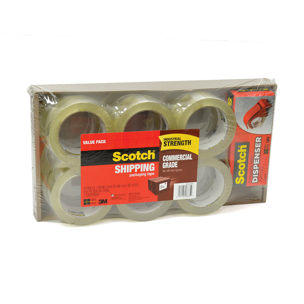 2" x 180' 3M Scotch Packaging Tape 3750 Clear Promo Pack
